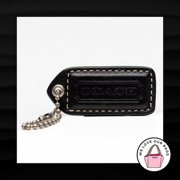 2" COACH BLACK LEATHER KEY FOB BAG CHARM HANGTAG - Picture 1 of 1